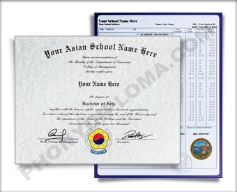 International College Diploma and Transcripts, Asian Design Int Asia 1 D+T